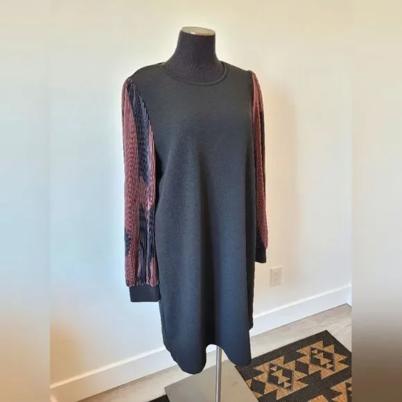 Emery Rose Sheath Dress Black Puff Sleeves Contemporary Office Old Money XL - Picture 1 of 9